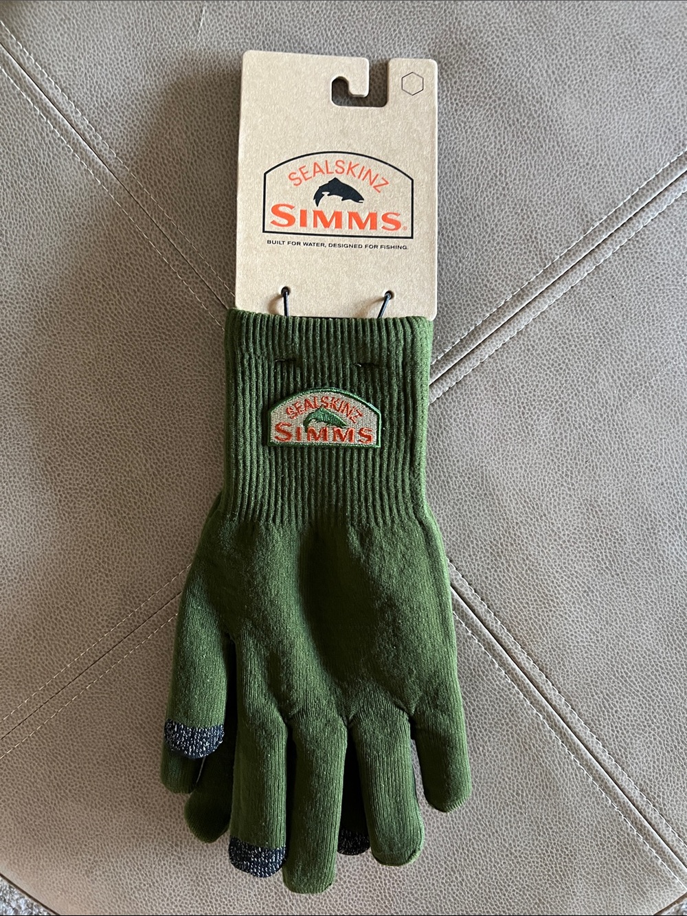 Simms Olive Green Sealskinz Men's Gloves size L NWT